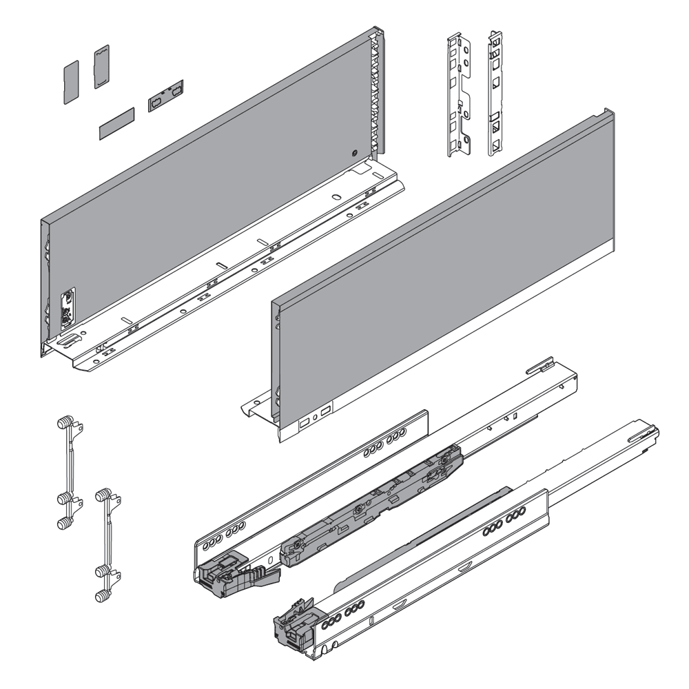 18" Legrabox Drawer System C Height, 7-0/0", 125lb Capacity Full-Extension with BLUMOTION, Silk White