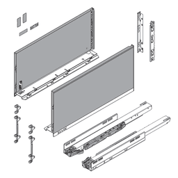 22" Legrabox Drawer System F Height, 9-1/2", 125lb Capacity Full-Extension with BLUMOTION, Orion Gray