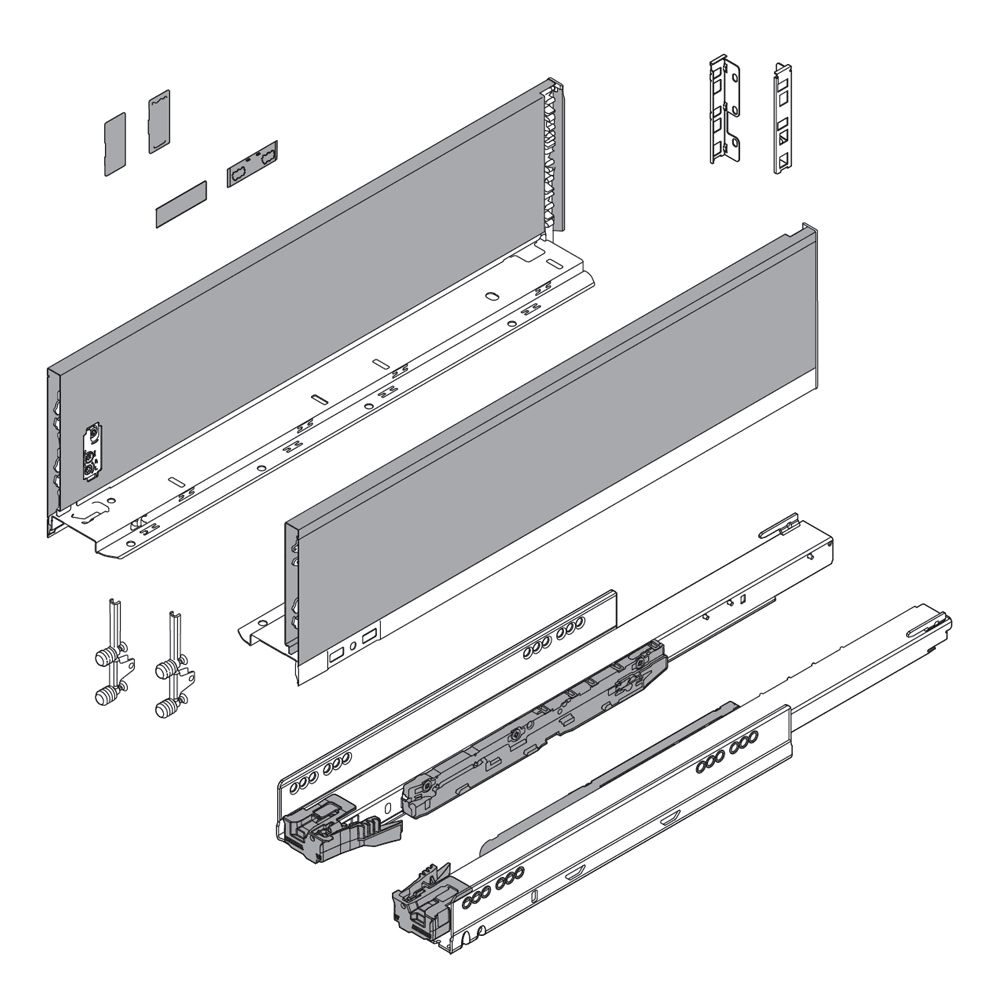20" Legrabox Drawer System K Height, 5-1/16", 125lb Capacity Full-Extension with BLUMOTION, Silk White