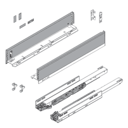 18" Legrabox Drawer System M Height, 3-9/16", 125lb Capacity Full-Extension with BLUMOTION, Silk White