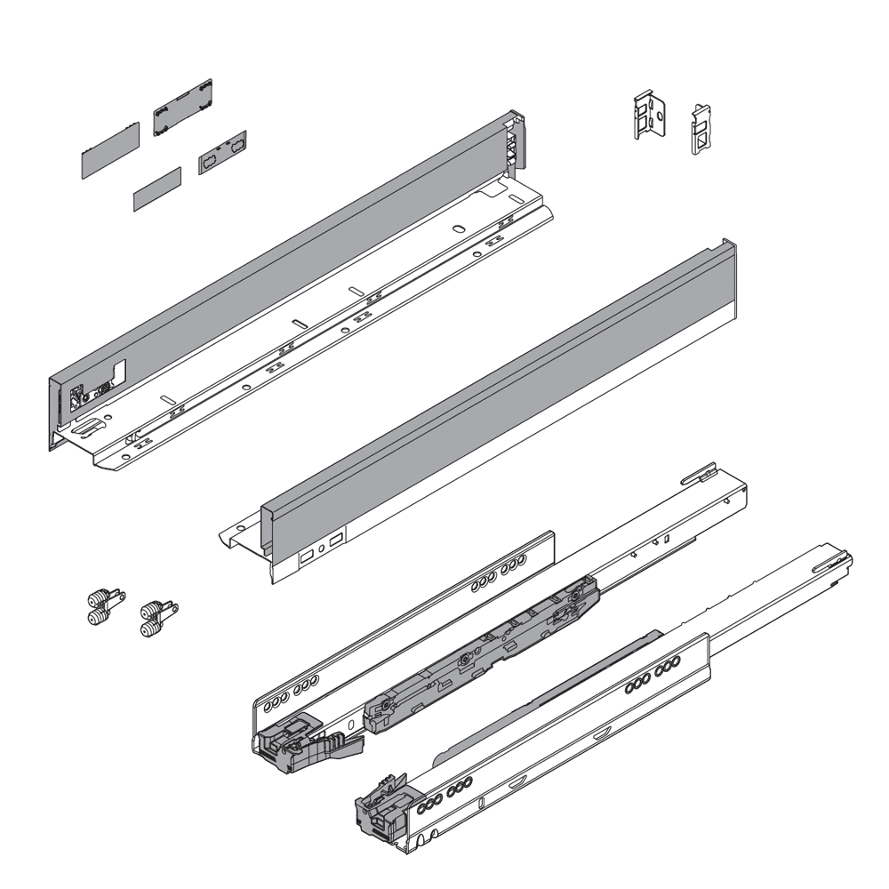 22" Legrabox Drawer System N Height, 2-5/8", 125lb Capacity Full-Extension with BLUMOTION, Silk White