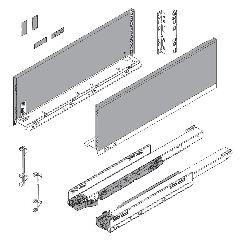 22" Legrabox Drawer System C Height, 7-0/0", 170lb Capacity Full-Extension with BLUMOTION, Silk White