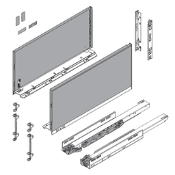 20" Legrabox Drawer System F Height, 9-1/2", 170lb Capacity Full-Extension with BLUMOTION, Silk White