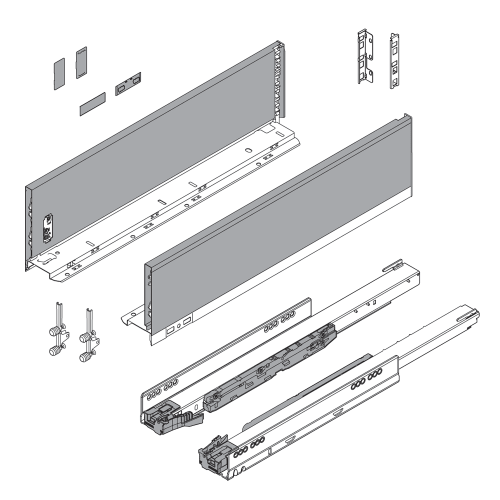 18" Legrabox Drawer System K Height, 5-1/16", 170lb Capacity Full-Extension with BLUMOTION, Silk White