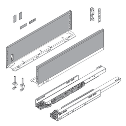 18" Legrabox Drawer System K Height, 5-1/16", 170lb Capacity Full-Extension with BLUMOTION, Silk White