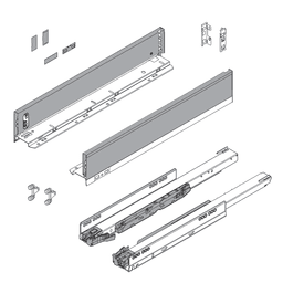 24" Legrabox Drawer System M Height, 3-9/16", 170lb Capacity Full-Extension with BLUMOTION, Orion Gray