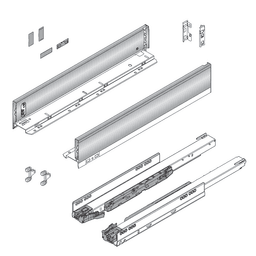 22" Legrabox Drawer System M Height, 3-9/16", 170lb Capacity Full-Extension with BLUMOTION, Stainless Steel