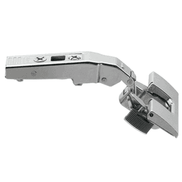Clip Top +45° Angled 110° Opening Hinge, 45mm Boring Pattern, Self-Closing, Overlay, Nickel-Plated, Inserta