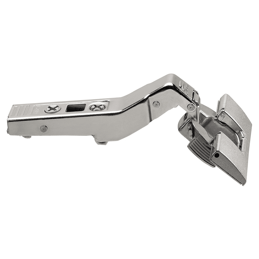 Clip Top +45° I Angled 95° Opening Hinge, 45mm Boring Pattern, Self-Closing, Overlay, Nickel-Plated, Inserta