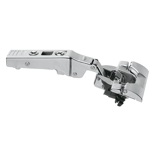 Clip Top +15° Angled 95° Opening Hinge with BLUMOTION Soft-Closing, 45mm Boring Pattern, Full Overlay, Nickel-Plated, Inserta