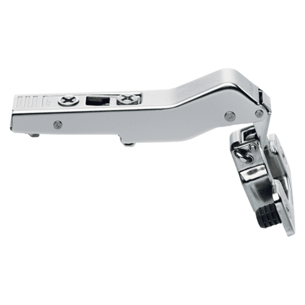 Clip Top +45° II Angled 110° Opening Hinge, 45mm Boring Pattern, Self-Closing, Full Overlay, Nickel-Plated, Dowelled