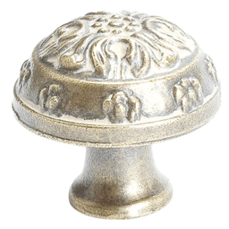 1-1/4" Baroque Leaf Knob, Antique Latte Glaze