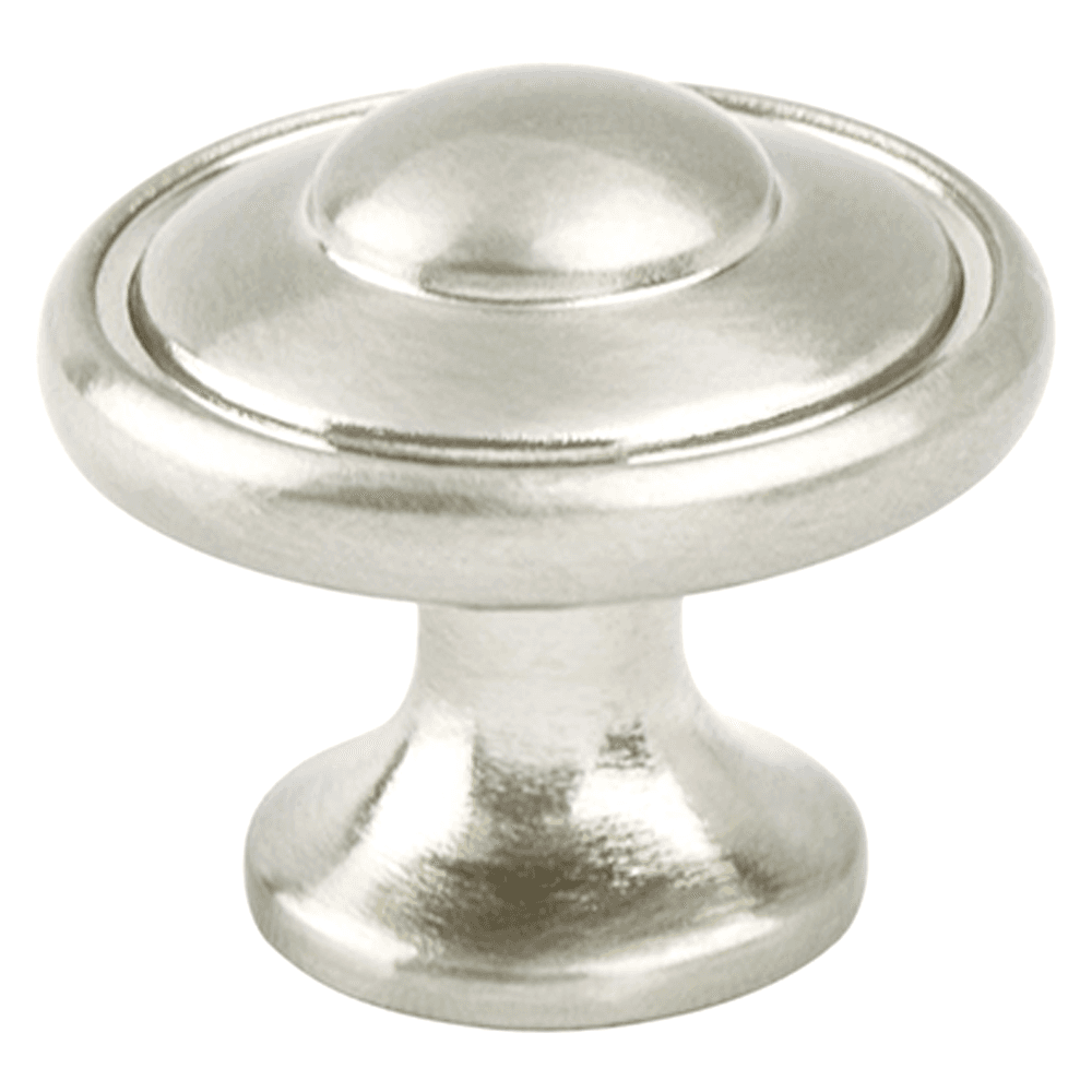 1-3/16" Euro Traditions Round Knob, Brushed Nickel