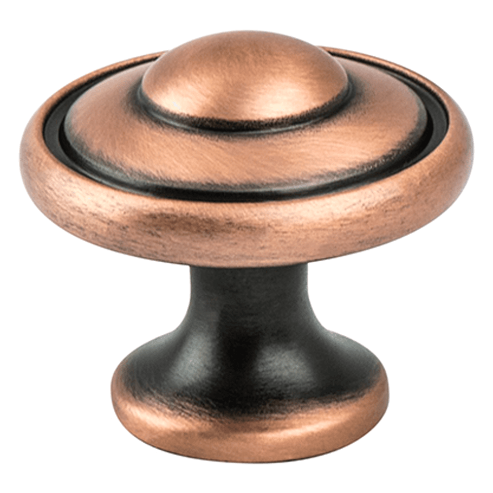 1-3/16" Euro Traditions Round Knob, Brushed Antique Copper
