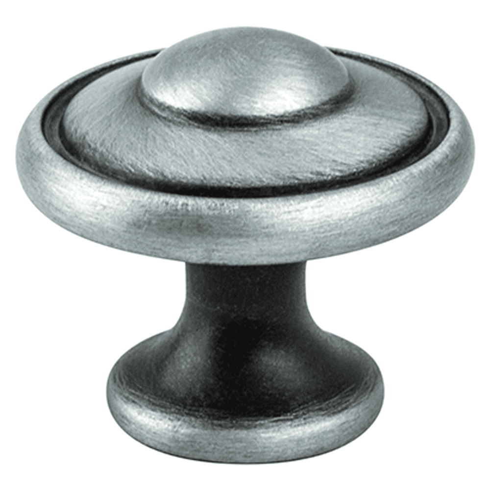 1-3/16" Euro Traditions Round Knob, Brushed Antique Pewter