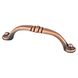 96mm Euro Traditions Rounded End Pull, Brushed Antique Copper