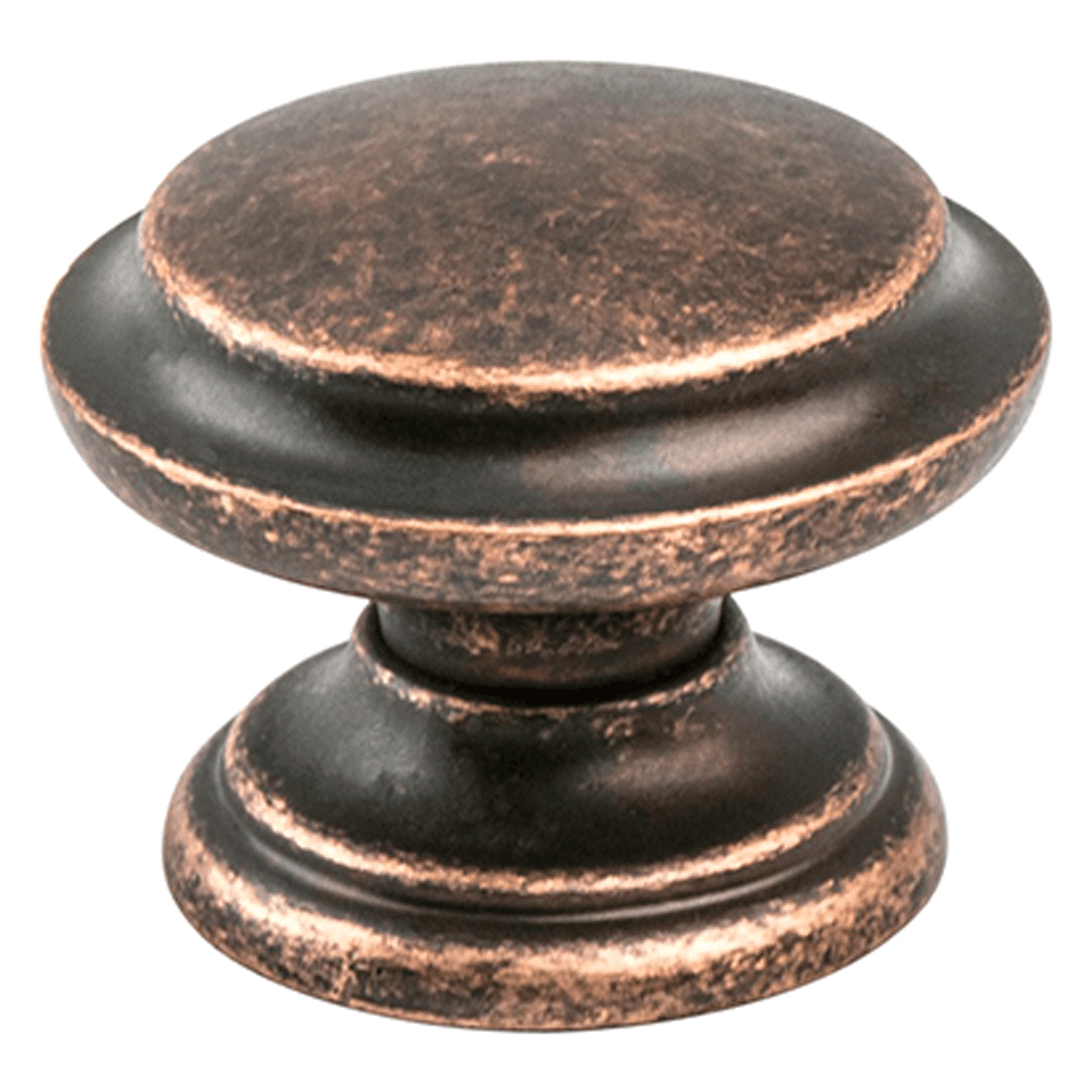 35mm Euro Rustica Ringed Knob, Rustic Copper