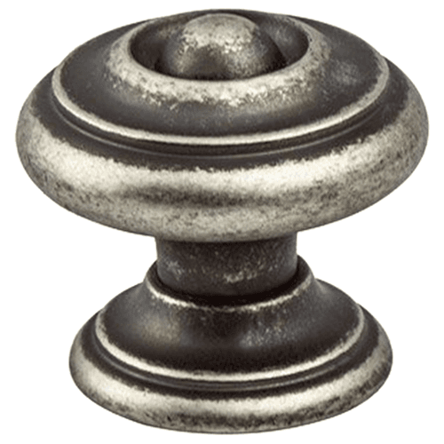 1-3/16" Euro Rustica Detail Round Knob, Rustic Nickel