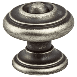 1-3/16" Euro Rustica Detail Round Knob, Rustic Nickel