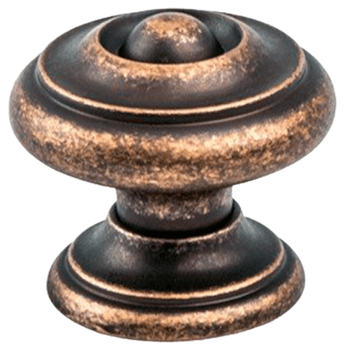 1-3/16" Euro Rustica Detail Round Knob, Rustic Copper