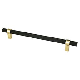8-13/16" Radial Reign Bar Pull, Matte Black/Modern Brushed Gold