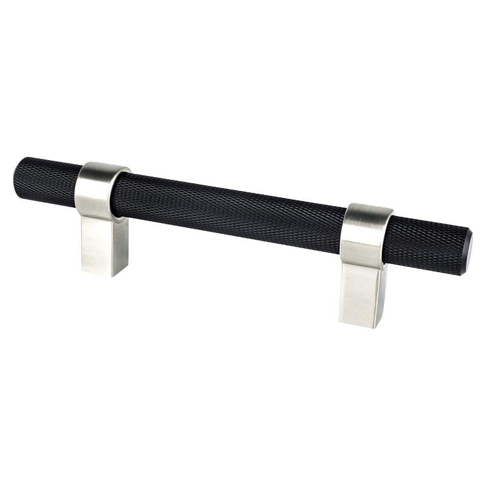 3-25/32" Radial Reign Bar Pull, Matte Black/Brushed Nickel