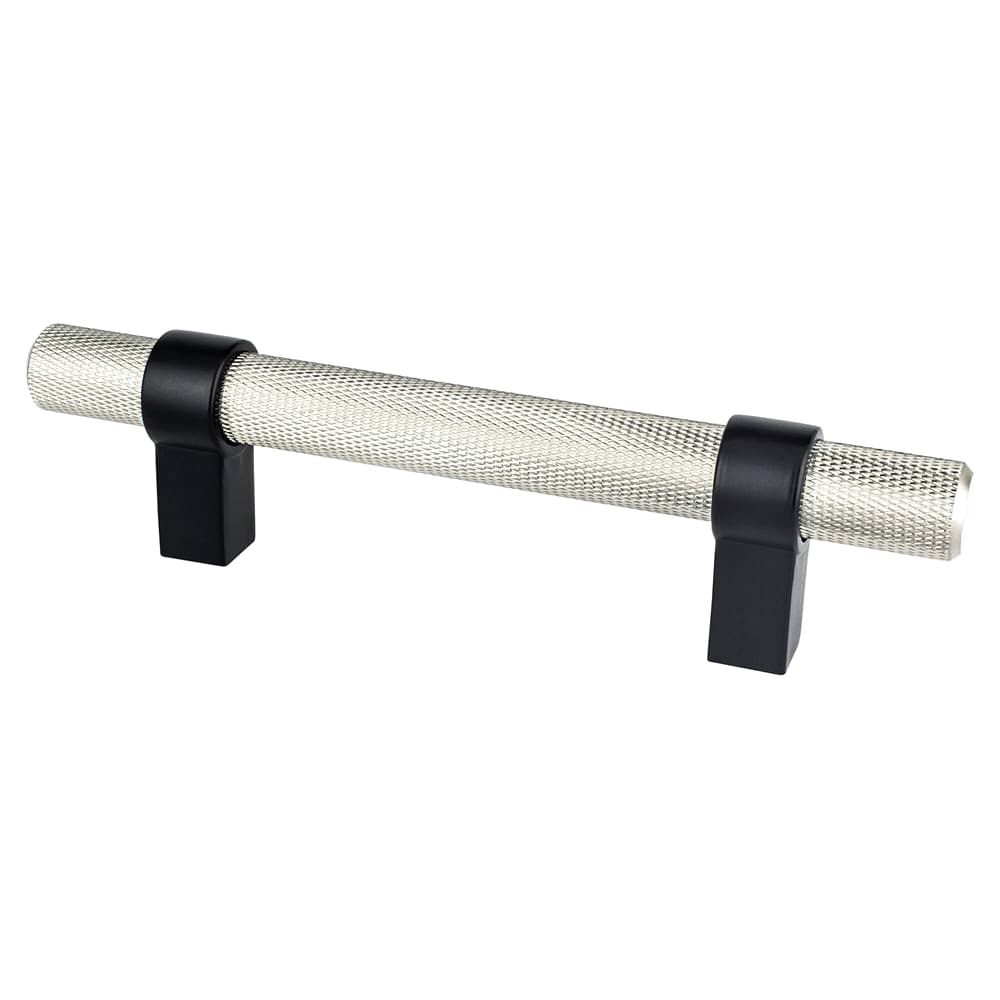 3-25/32" Radial Reign Bar Pull, Brushed Nickel/Matte Black