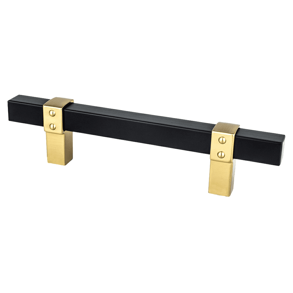 3-25/32" Rivet Rebel Handle Pull, Matte Black/Modern Brushed Gold