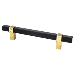5-1/16" Rivet Rebel Handle Pull, Matte Black/Modern Brushed Gold