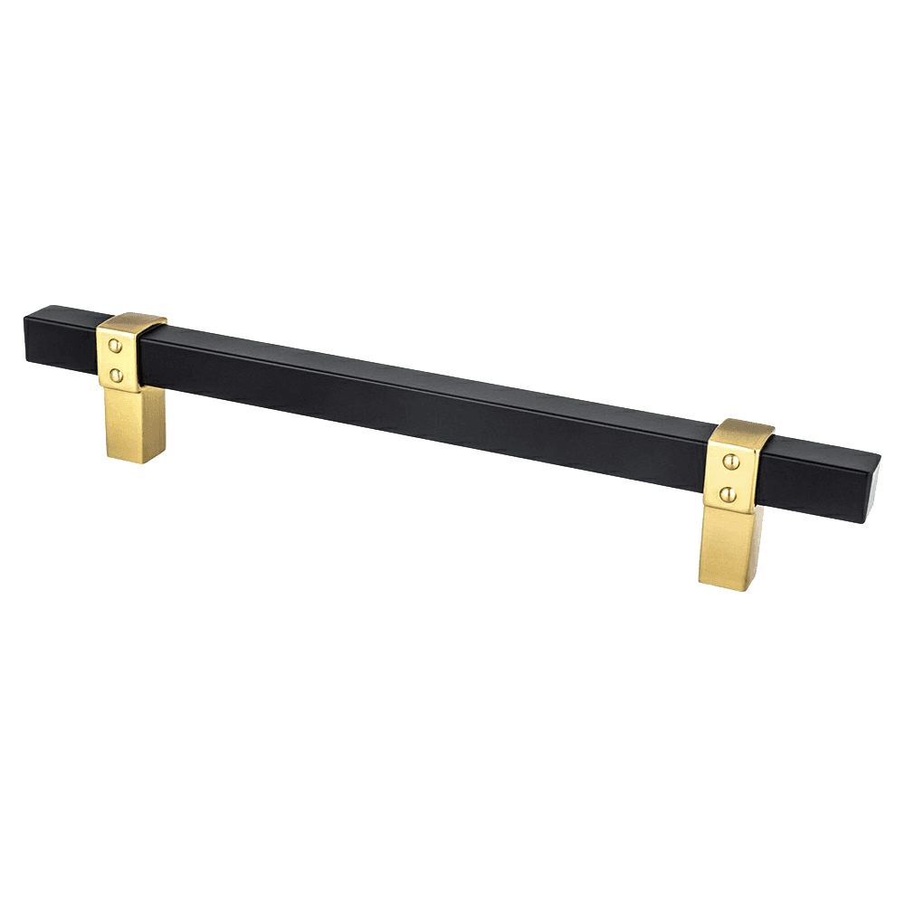 6-5/16" Rivet Rebel Handle Pull, Matte Black/Modern Brushed Gold