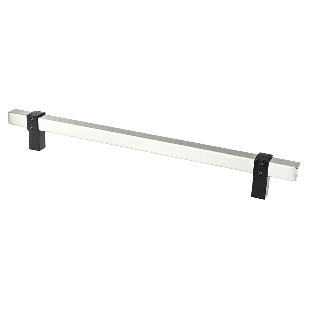 8-13/16" Rivet Rebel Handle Pull, Brushed Nickel/Matte Black