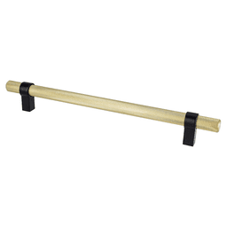 8-13/16" Radial Reign Posts Bar Pull, Modern Brushed Gold/Matte Black