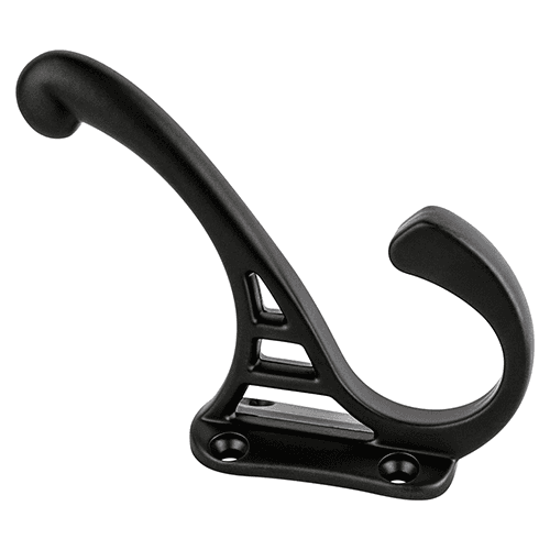 4" x 3-1/16" Coat Hook, Satin Black Finish 10/Box