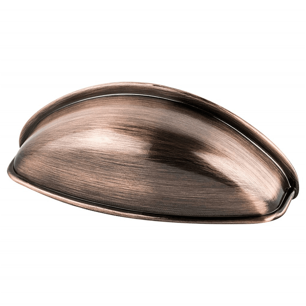 64mm Euro Moderno Cup Pull, Brushed Antique Copper