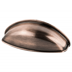 64mm Euro Moderno Cup Pull, Brushed Antique Copper