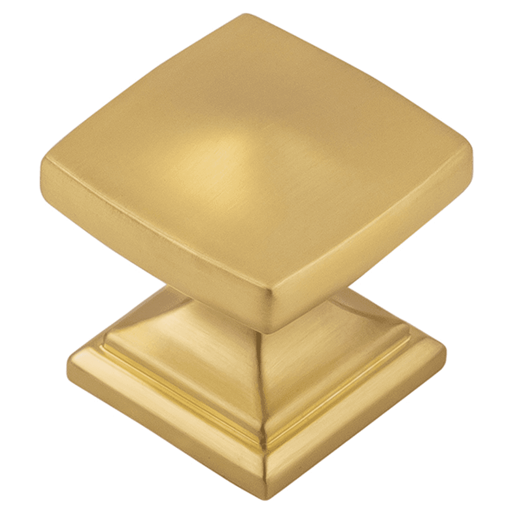 1-1/4" Dover Square Cabinet Knob, Brushed Golden Brass