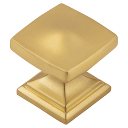1-1/4" Dover Square Cabinet Knob, Brushed Golden Brass