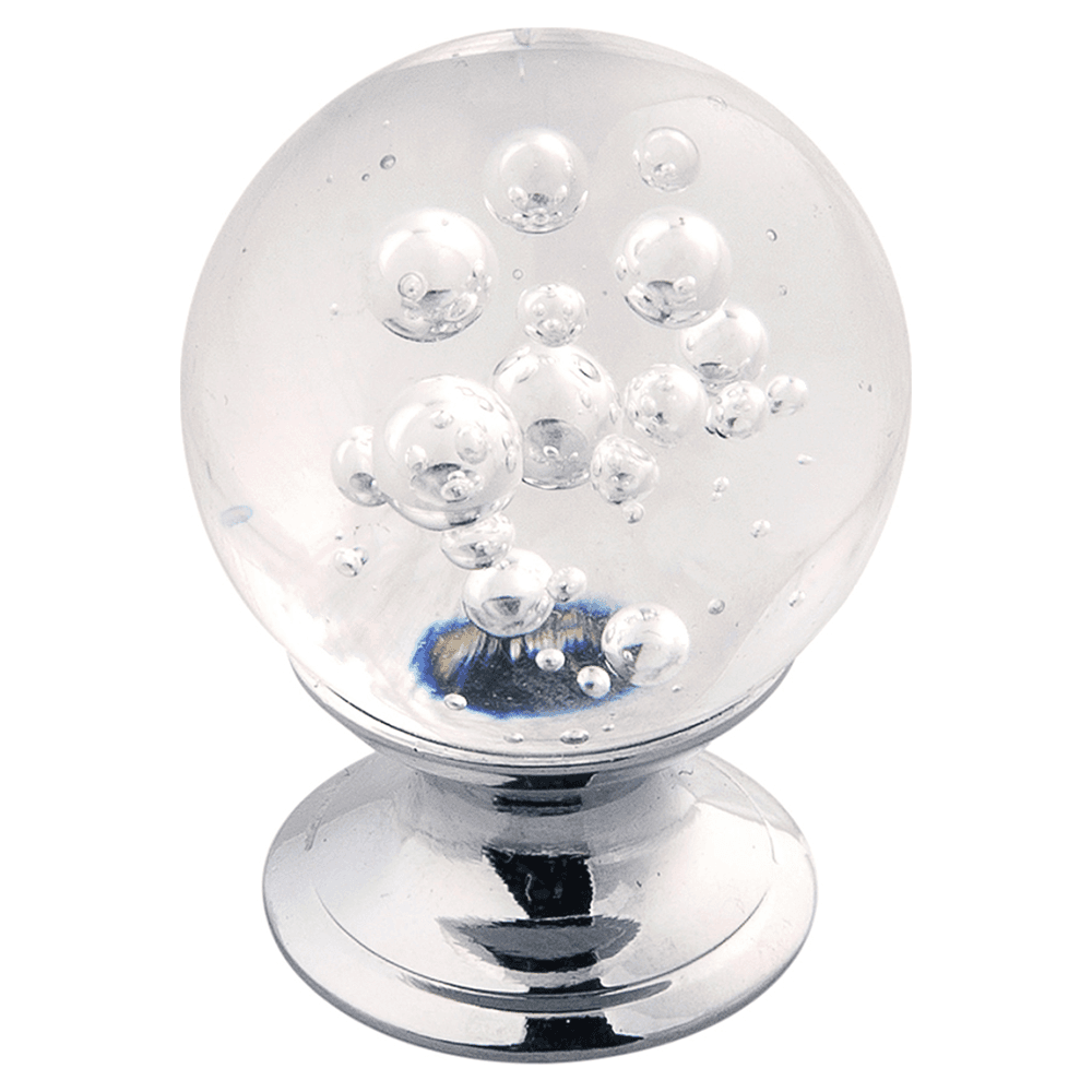 1-1/4" x 7/8" Crystal Palace Cabinet Knob, Glass/Chrome (10/Box)