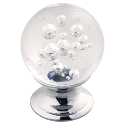1-1/4" x 7/8" Crystal Palace Cabinet Knob, Glass/Chrome (10/Box)
