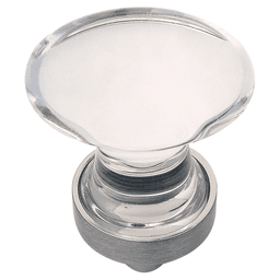 1-1/4" x 3/4" Crystal Palace Cabinet Knob, Glass/Satin Nickel (10/Box)