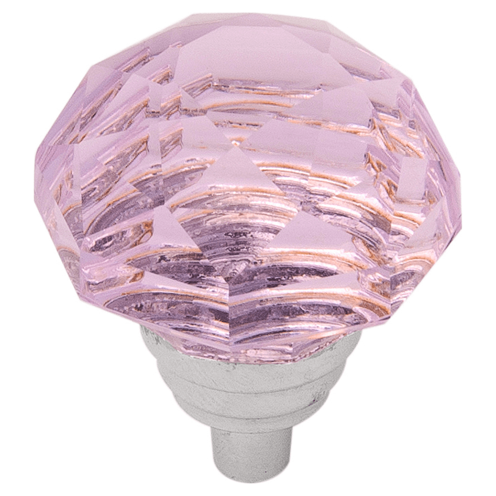 1-1/4" x 1/2" Crystal Palace Cabinet Knob, Glass/Chrome (10/Box)