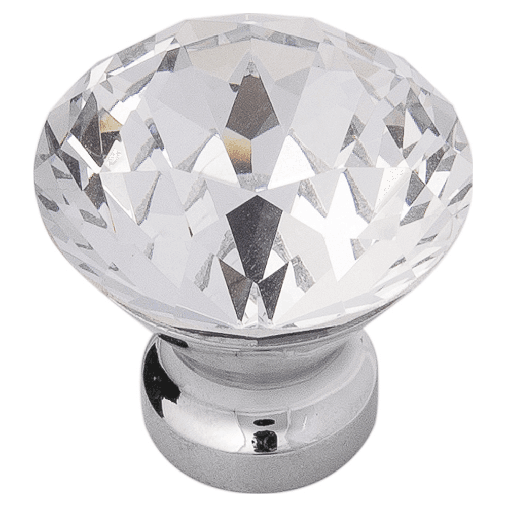 1-1/4" x 3/4" Crystal Palace Cabinet Knob, Glass/Chrome (10/Box)