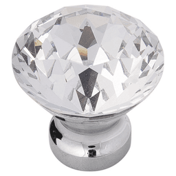 1-1/4" x 3/4" Crystal Palace Cabinet Knob, Glass/Chrome (10/Box)