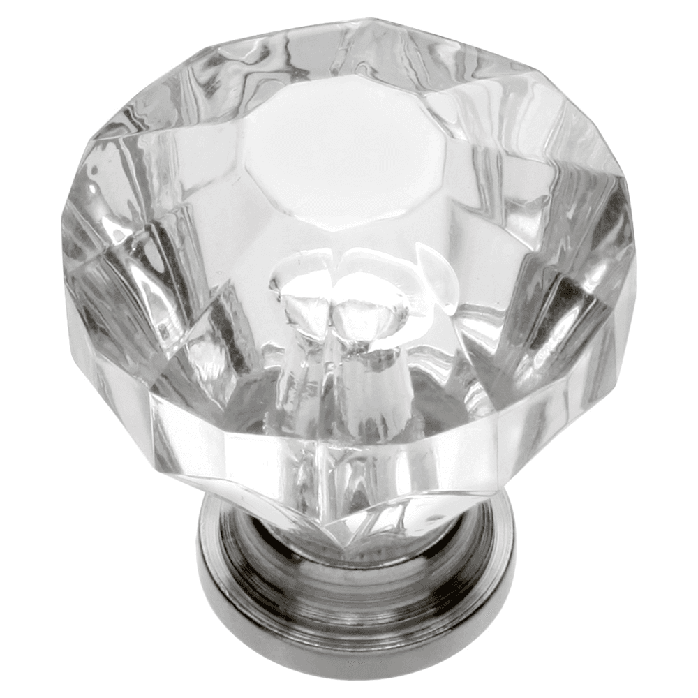 1-1/4" Crystal Palace Cabinet Knob, Crysacrylic/Polished Nickel (10/Box)