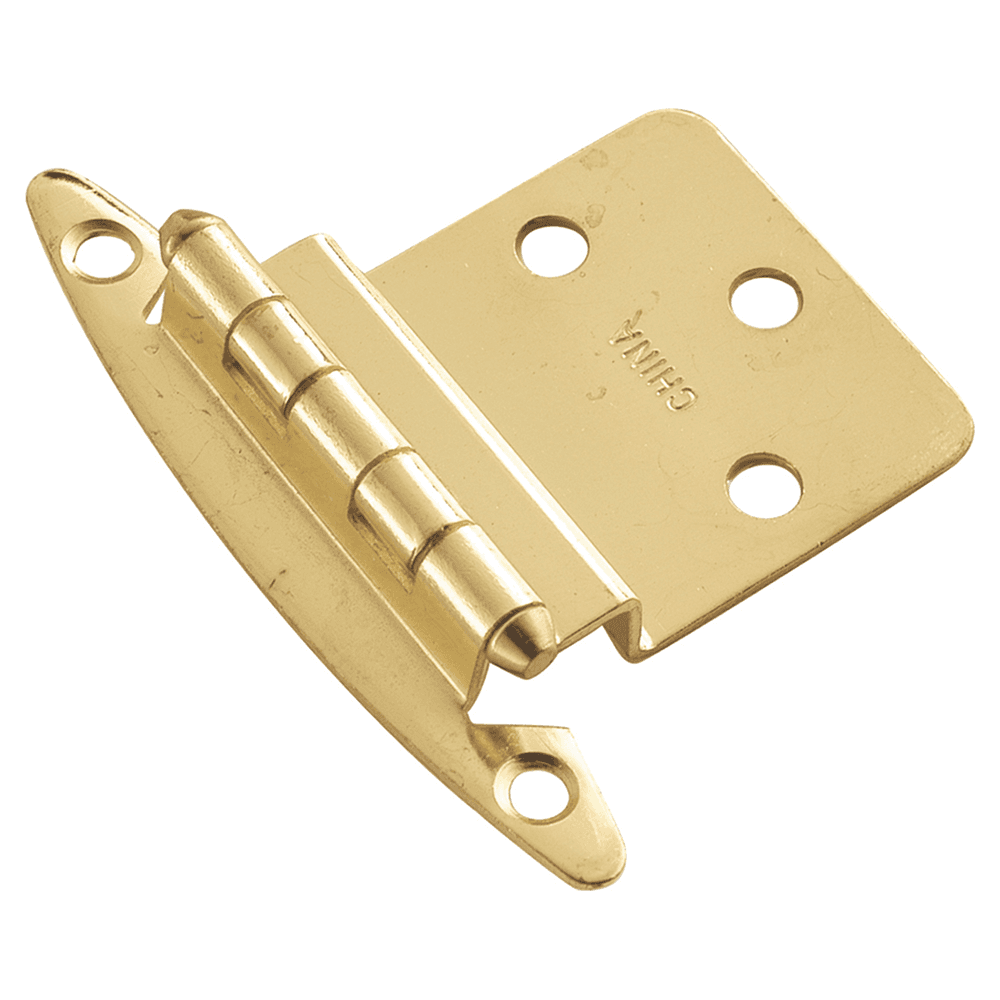 3/8" Inset Surface Face Mount Hinge, Free Swinging, Polished Brass