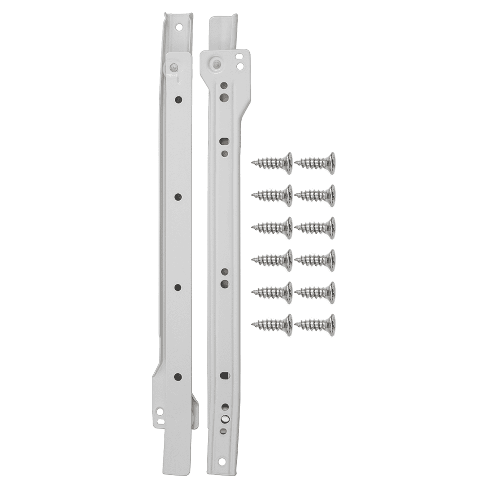 12" Drawer Slide Side Mount 3/4 Extension, White