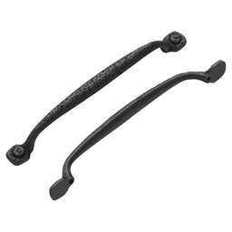 7-9/16" Refined Rustic Cabinet Pull, Black Iron (5/Box)