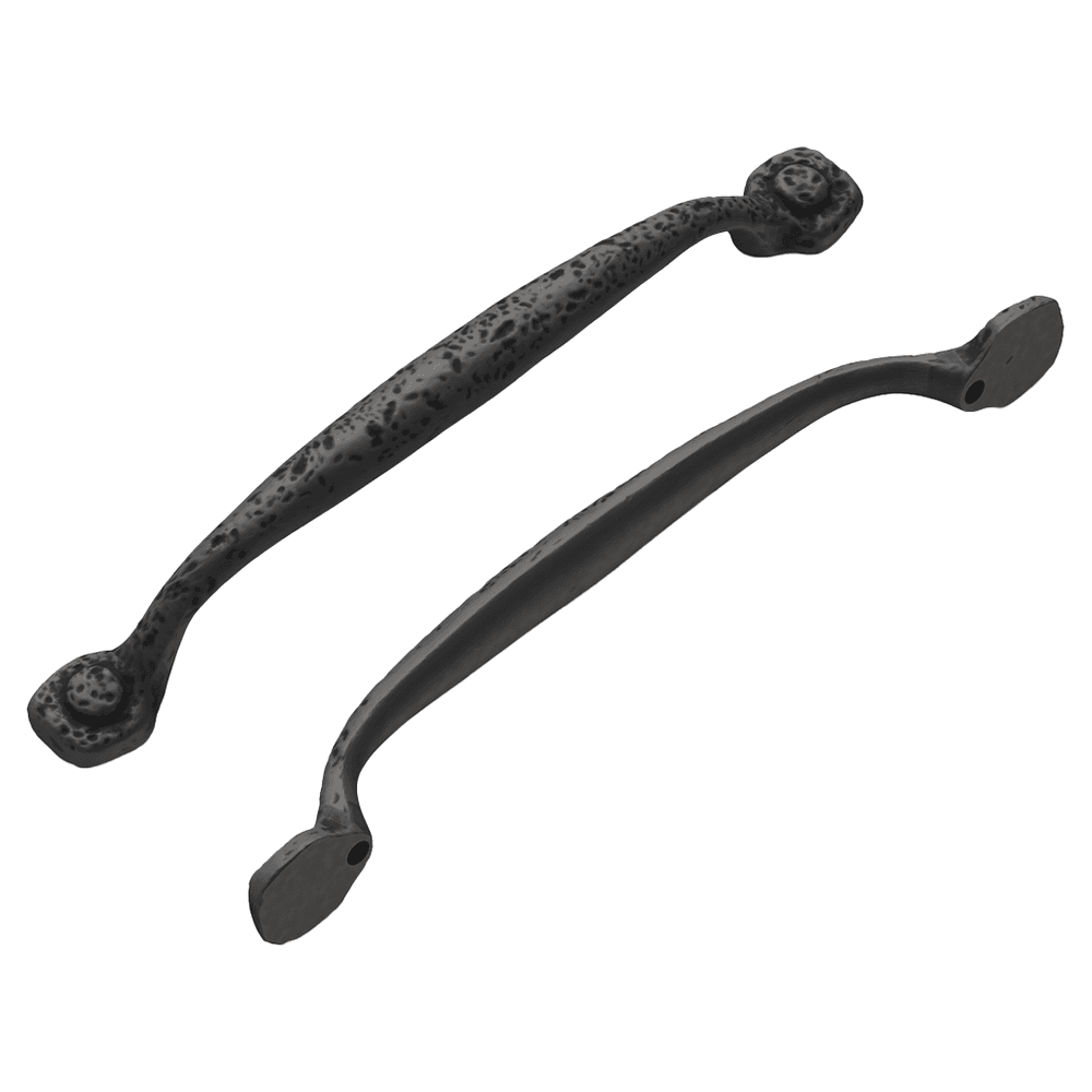 6-5/16" Refined Rustic Cabinet Pull, Black Iron (10/Box)