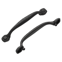 5-1/16" Refined Rustic Cabinet Pull, Black Iron