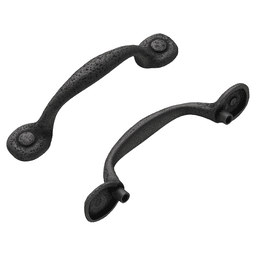 3" Refined Rustic Cabinet Pull, Black Iron (10/Box)